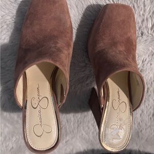 Jessica Simpson Chocolate Suede Mules